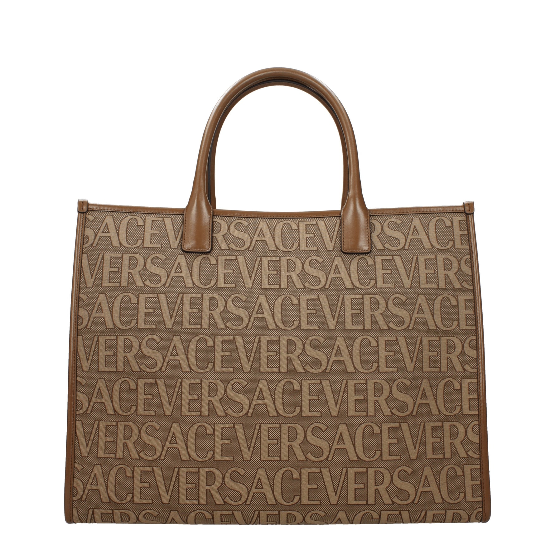 Versace Borse a Mano Donna Tessuto Beige Marrone