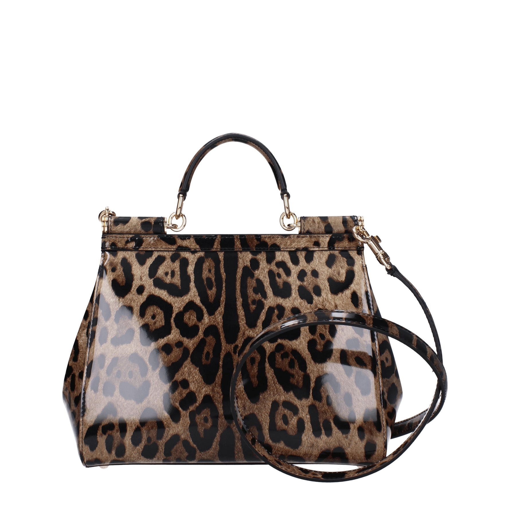 Dolce&Gabbana Borse a Mano sicily kim Donna Vernice Marrone Leopardato