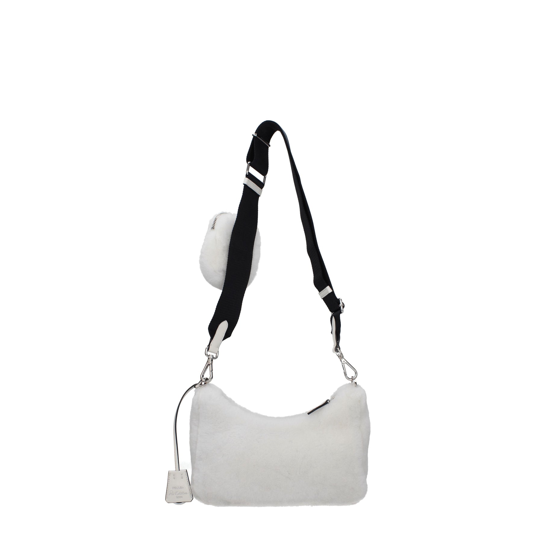 Prada Borse a Tracolla Donna Montone Bianco Nero