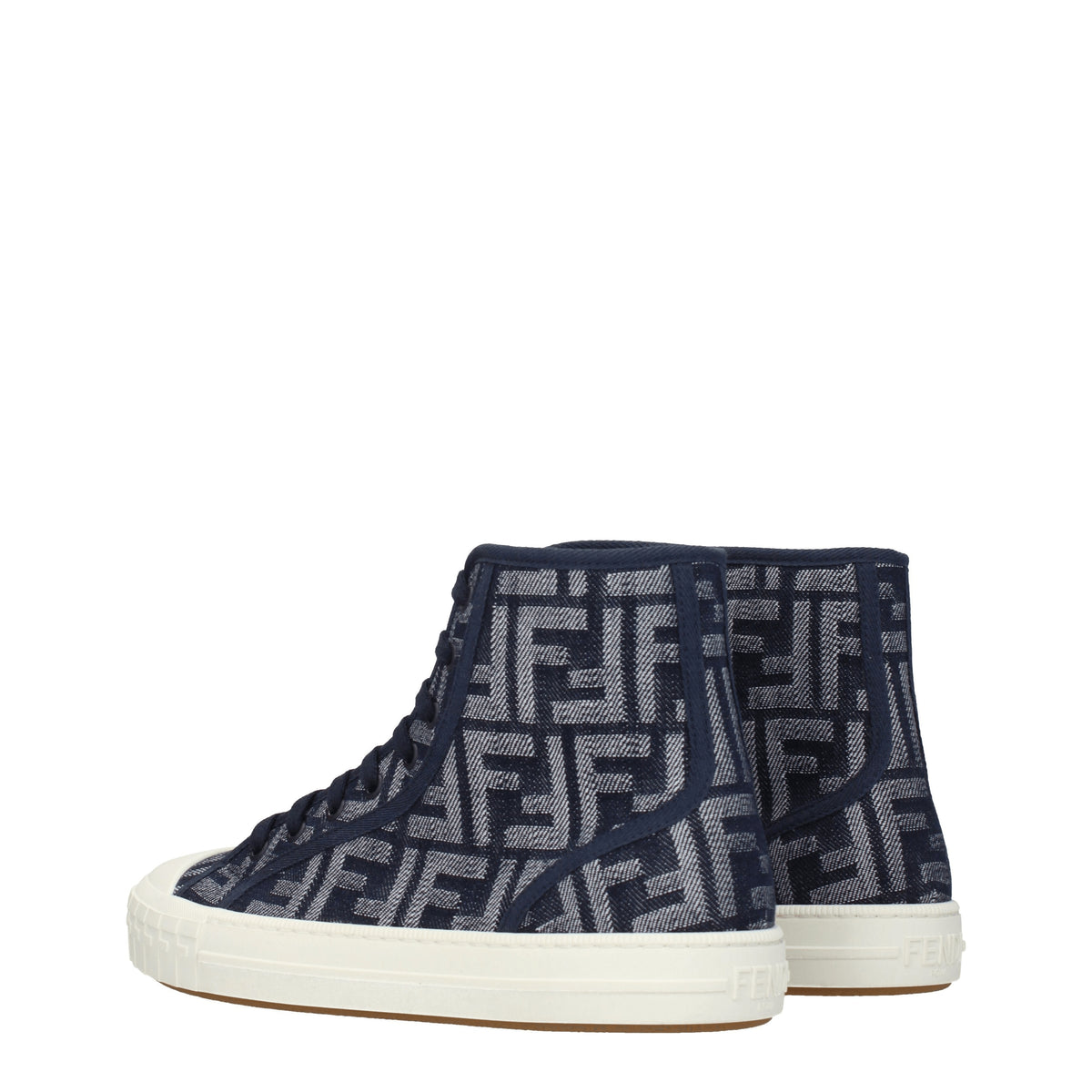 Fendi Sneakers domino Uomo Tessuto Blu Denim