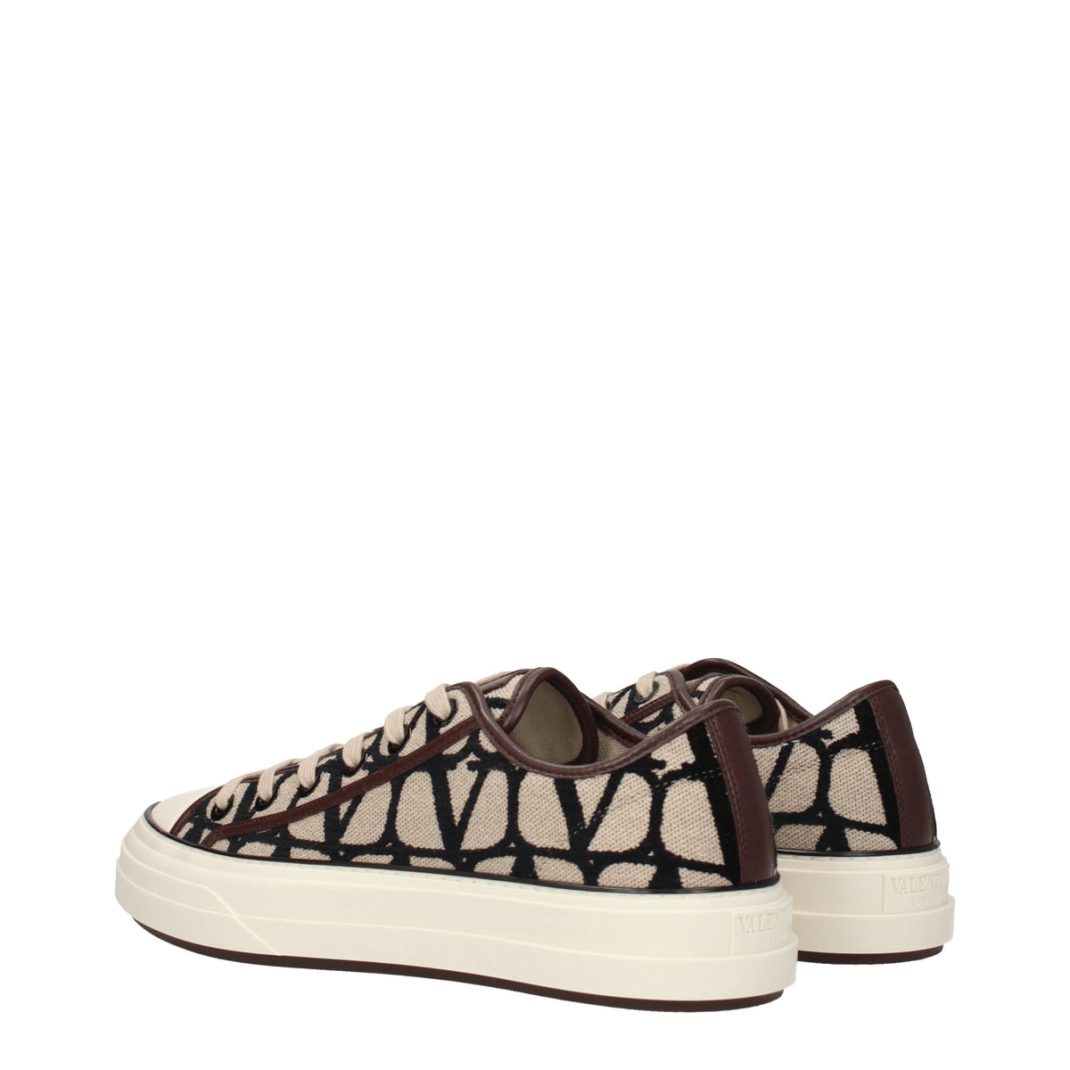 Valentino Garavani Sneakers Donna Tessuto Beige Marrone