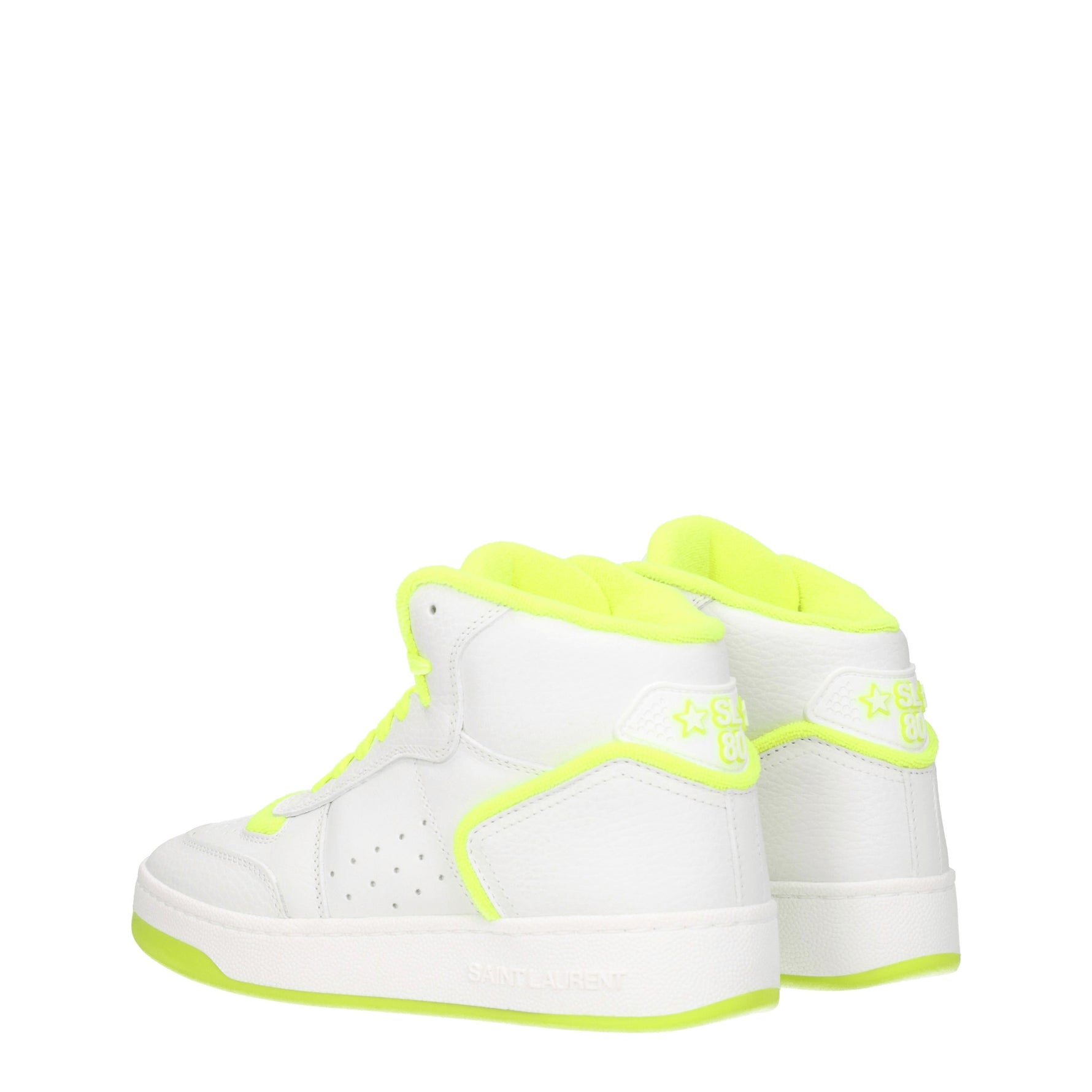 Saint Laurent Sneakers Donna Pelle Bianco Giallo Fluo