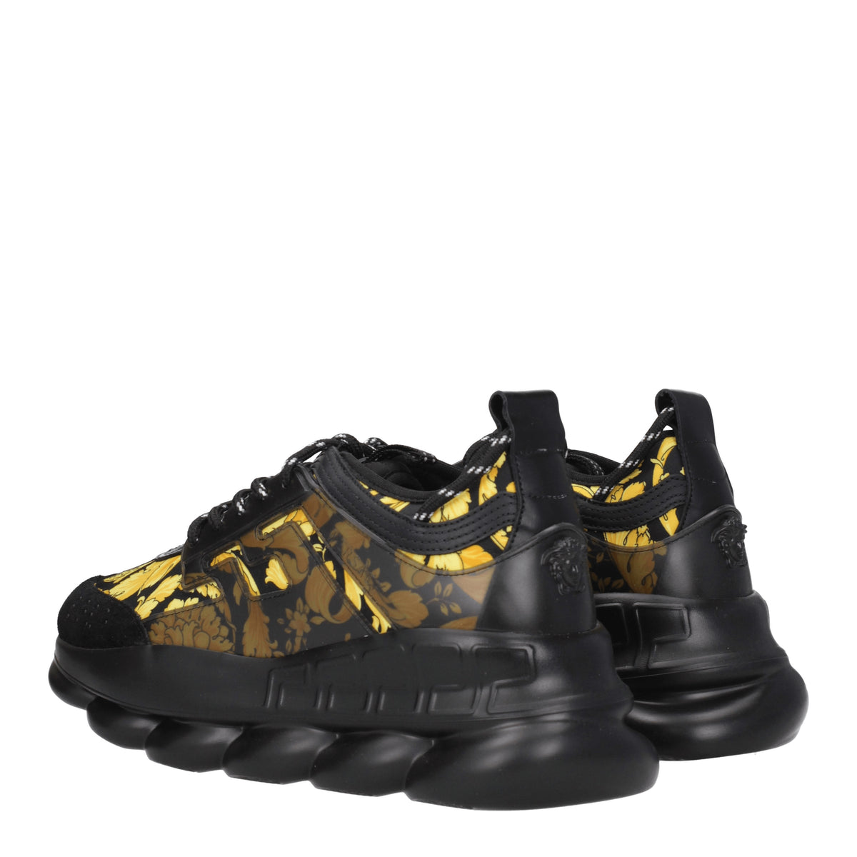 Versace Sneakers chain Uomo Tessuto Nero Oro