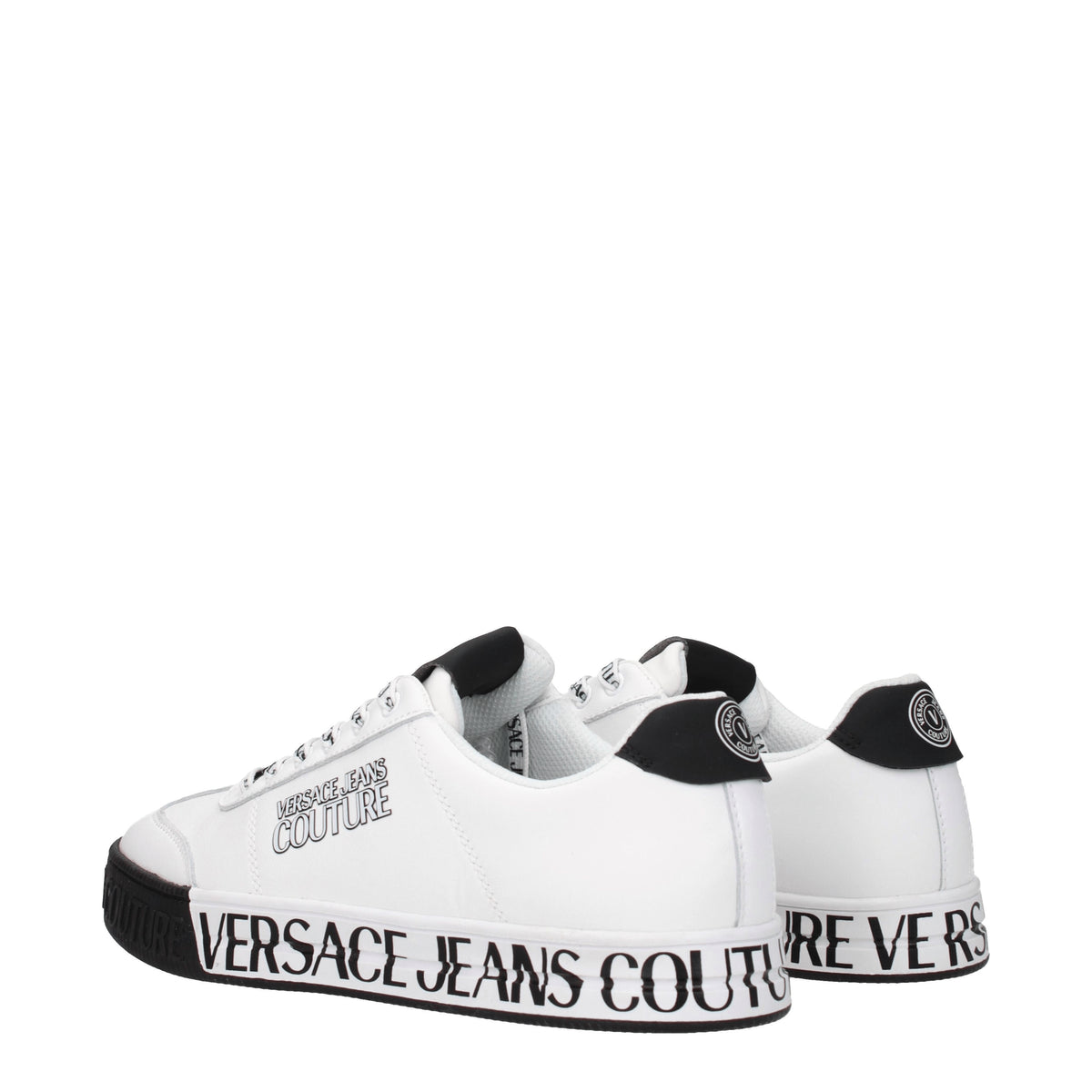 Versace Jeans Sneakers couture Uomo Pelle Bianco Nero