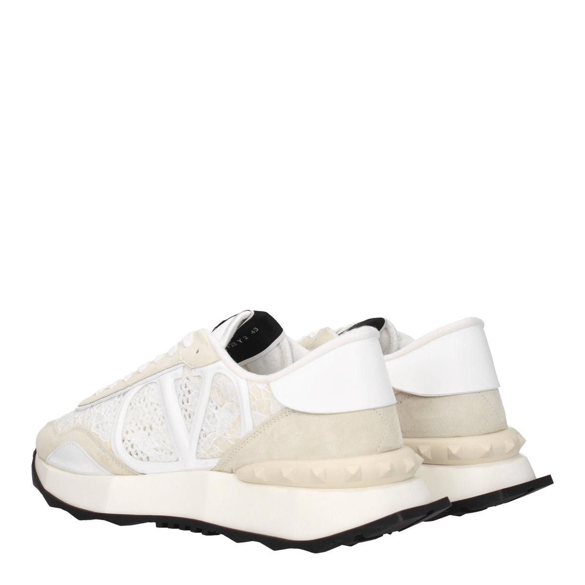 Valentino Garavani Sneakers Uomo Pizzo Bianco Beige