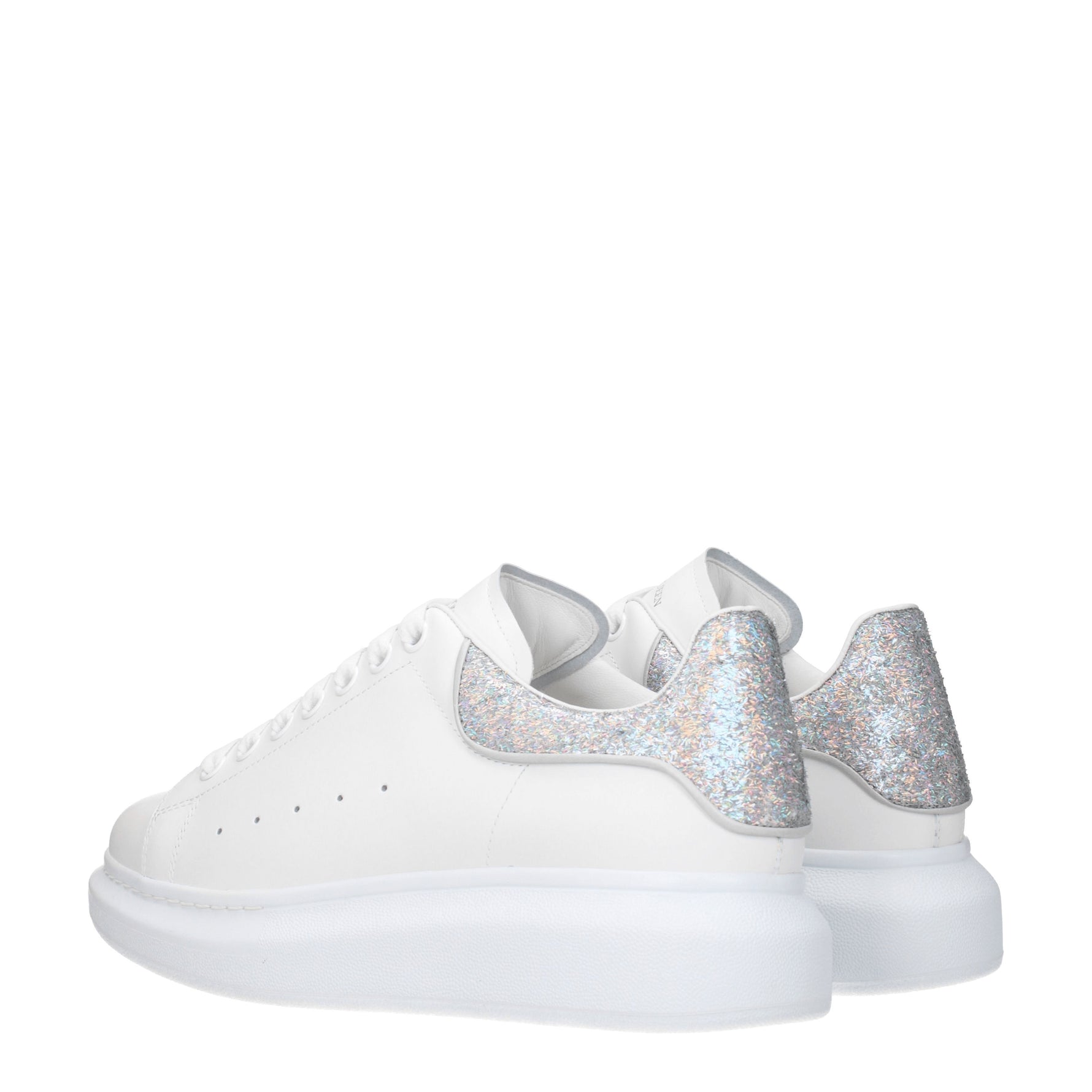 Alexander McQueen Sneakers oversized Donna Pelle Bianco Argento