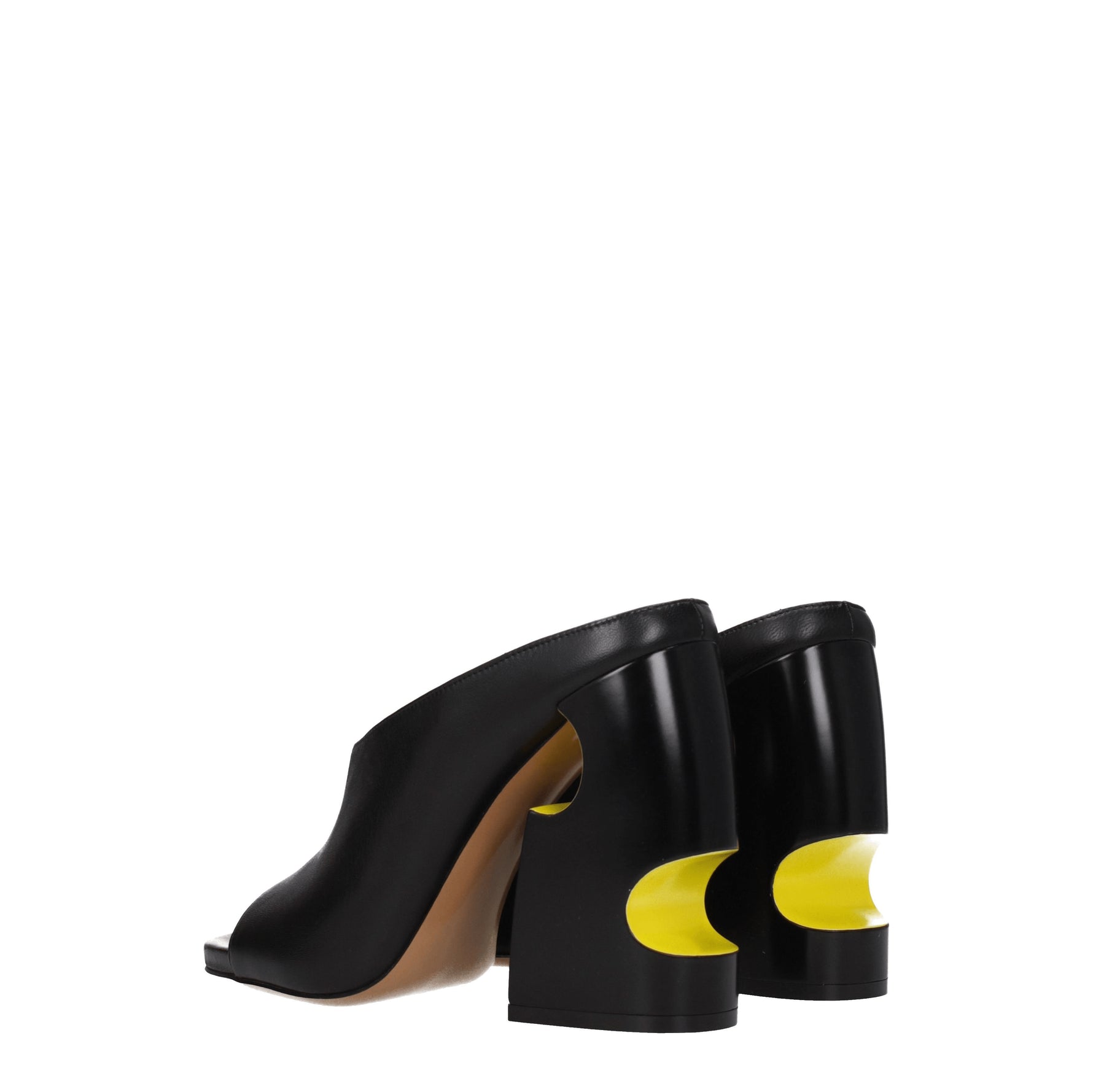 Off-White Sandali Donna Pelle Nero Giallo